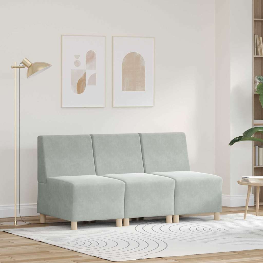 Modularna sofa bez naslona 3 pcs Svijetlo siva 55 x 74 x 82 cm