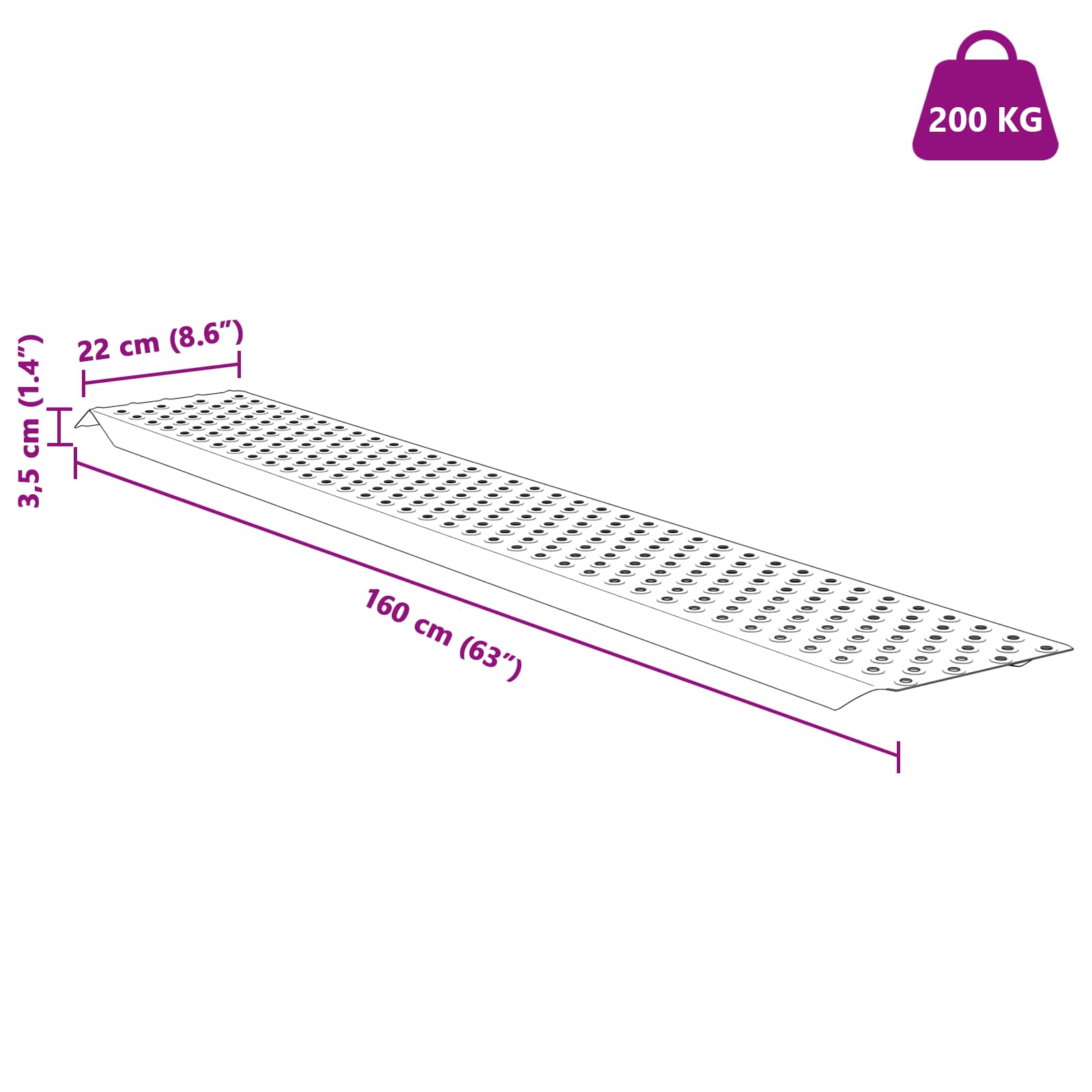 Ramp za utovar 200 kg Srebrno 159 x 23 x 5 cm Cinkani čelik