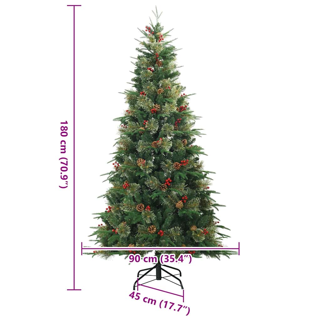 Umjetno božićno drvce s nogom Zelena 180 cm PVC, PE i čelik