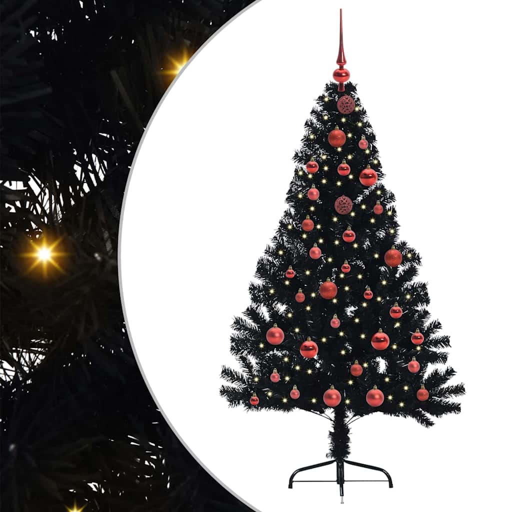 Umjetno predsvijetljeno božićno drvce Crna 150 cm PVC