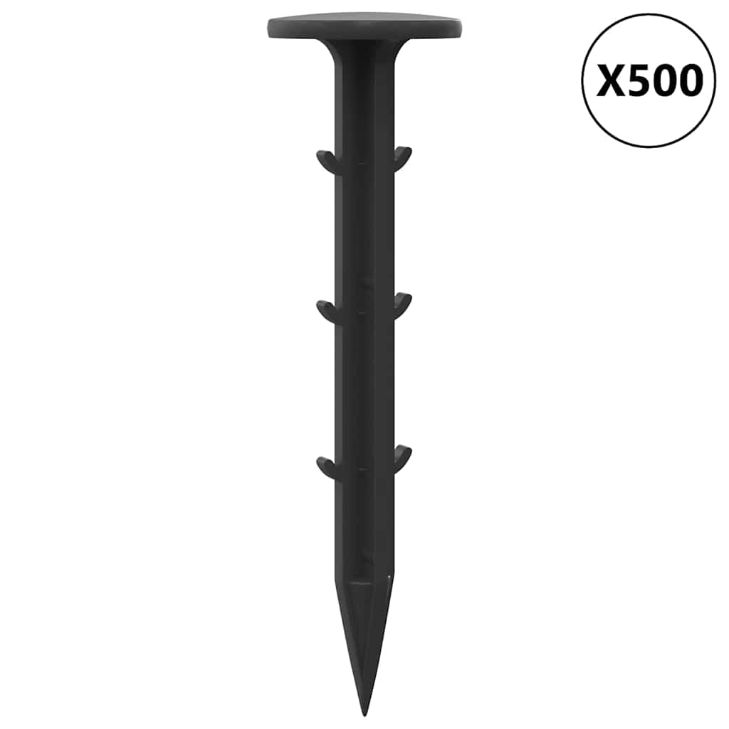 Zemljani kolci 500 pcs Crna Ø3 x 11 cm Plastika