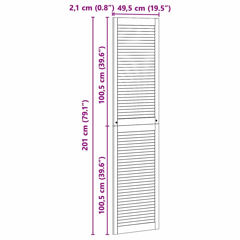 Ormarna vrata Prirodna 201 x 2,1 x 49,5 cm Čvrsto borovo drvo
