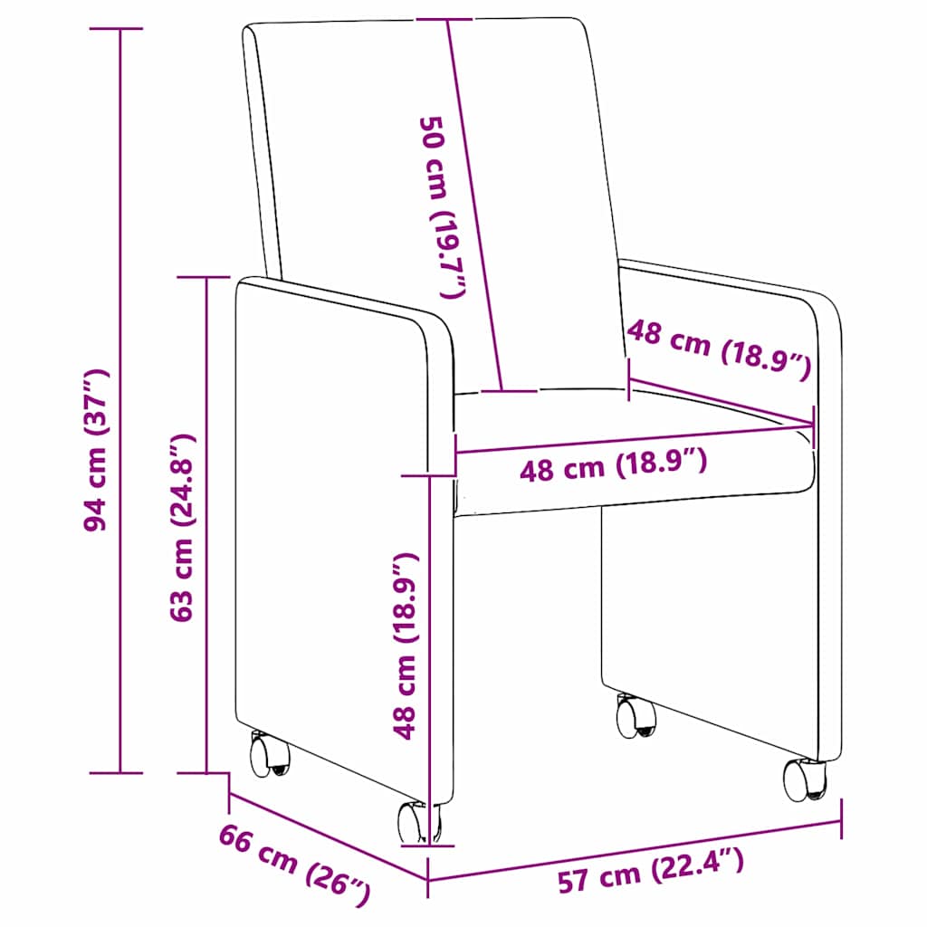 Blagovačke stolice s kotačima 2 pcs Svjetlosiva 57 x 66 x 94 cm
