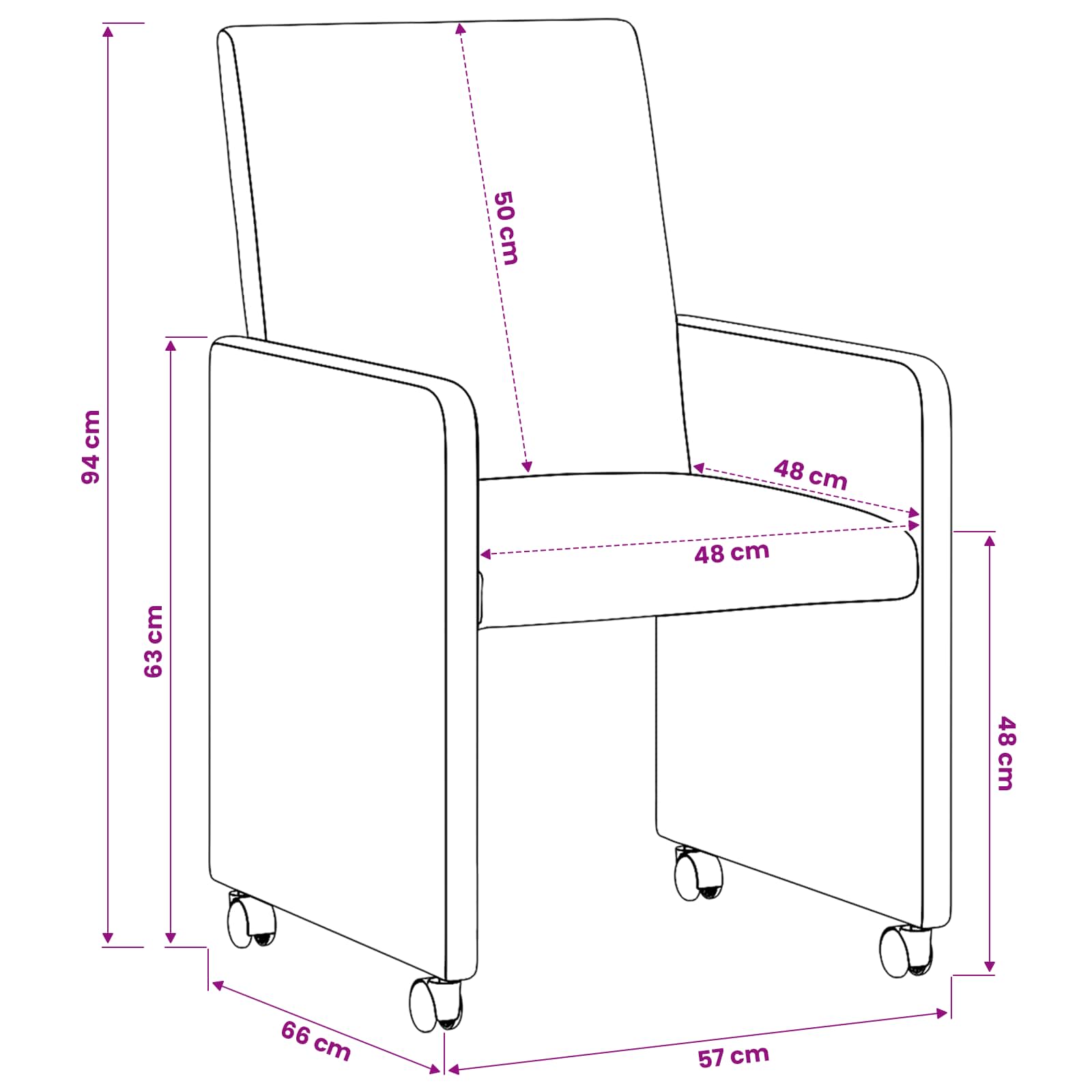 Blagovačke stolice s kotačima 2 pcs Krema 57 x 66 x 94 cm