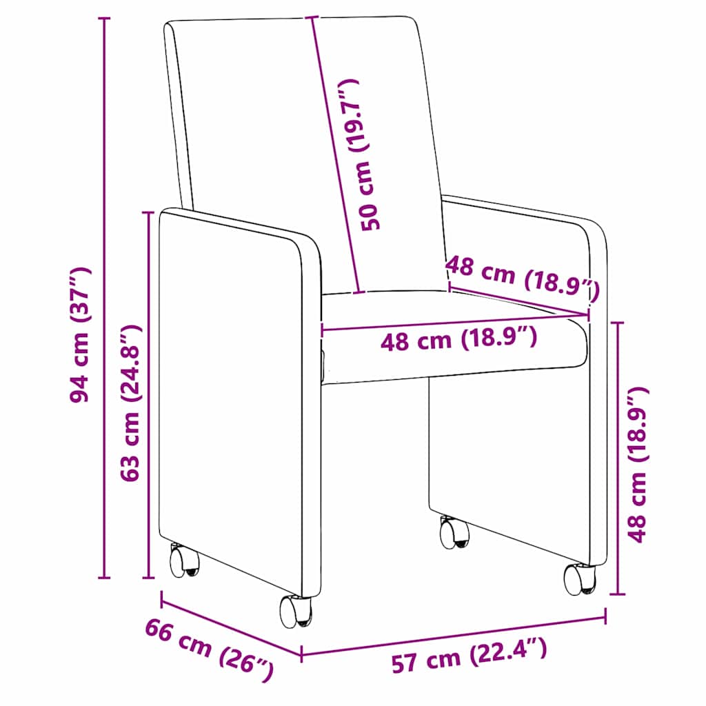 Blagovačke stolice s kotačima 2 pcs Siva 57 x 66 x 94 cm