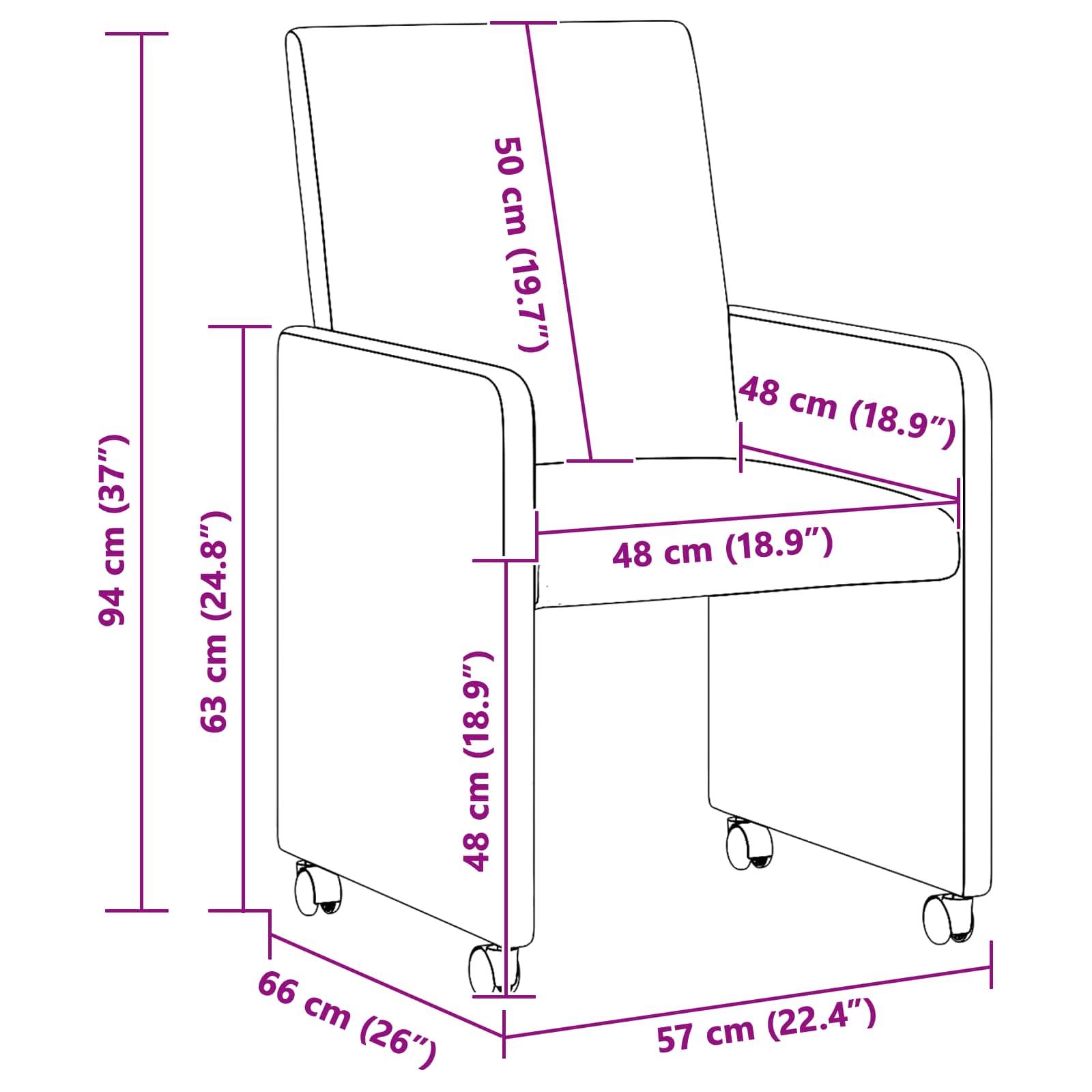 Blagovačke stolice s kotačima 2 pcs Svjetlosiva 57 x 66 x 94 cm