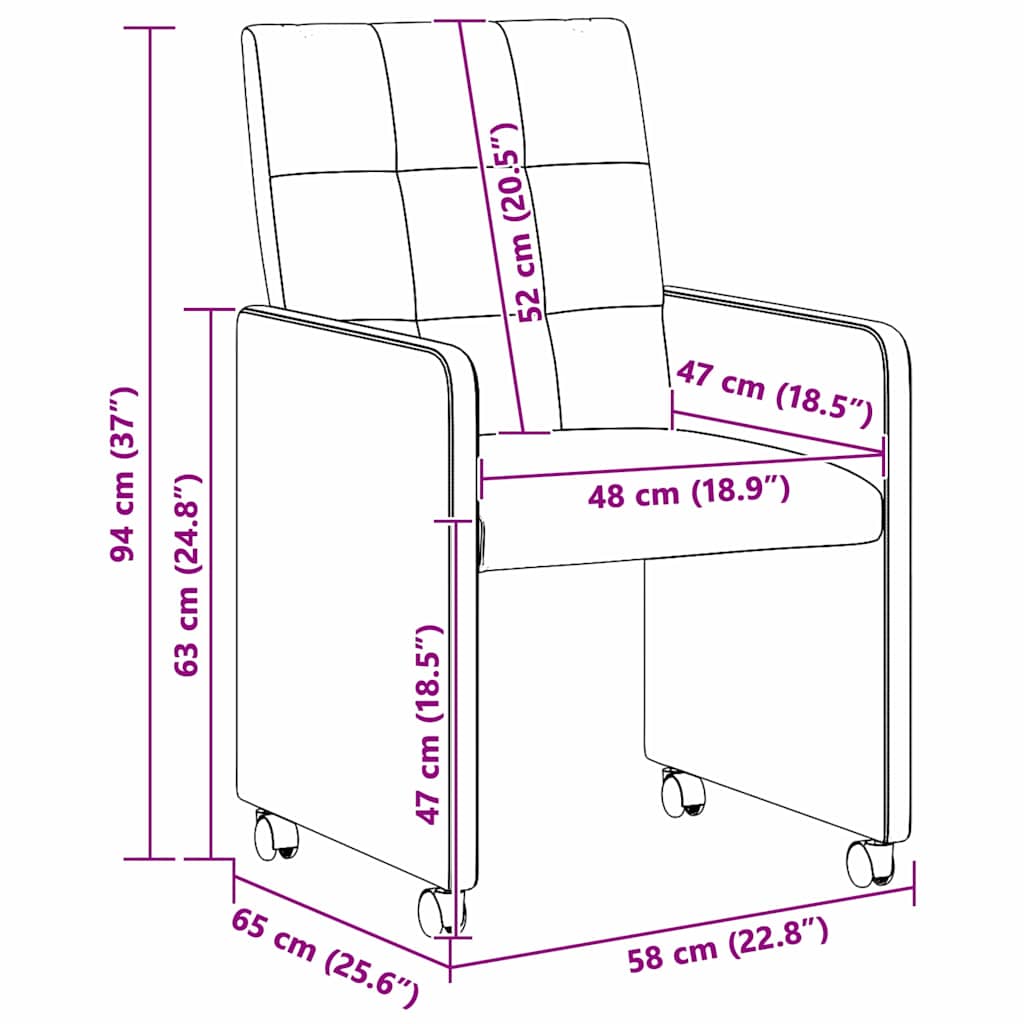 Blagovačke stolice s kotačima 2 pcs Ružičasta 58 x 65 x 94 cm