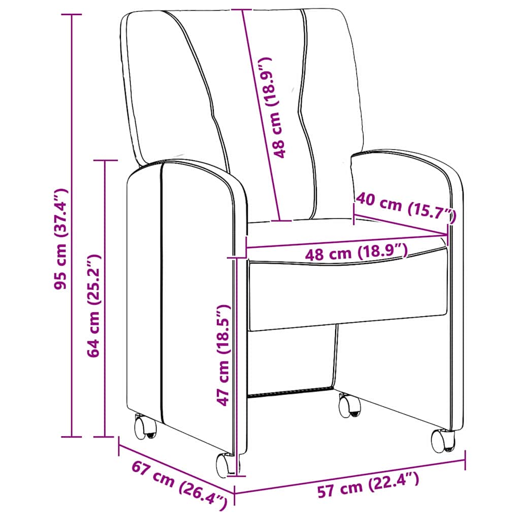 Blagovačke stolice s kotačima 2 pcs Ružičasta 57 x 67 x 95 cm