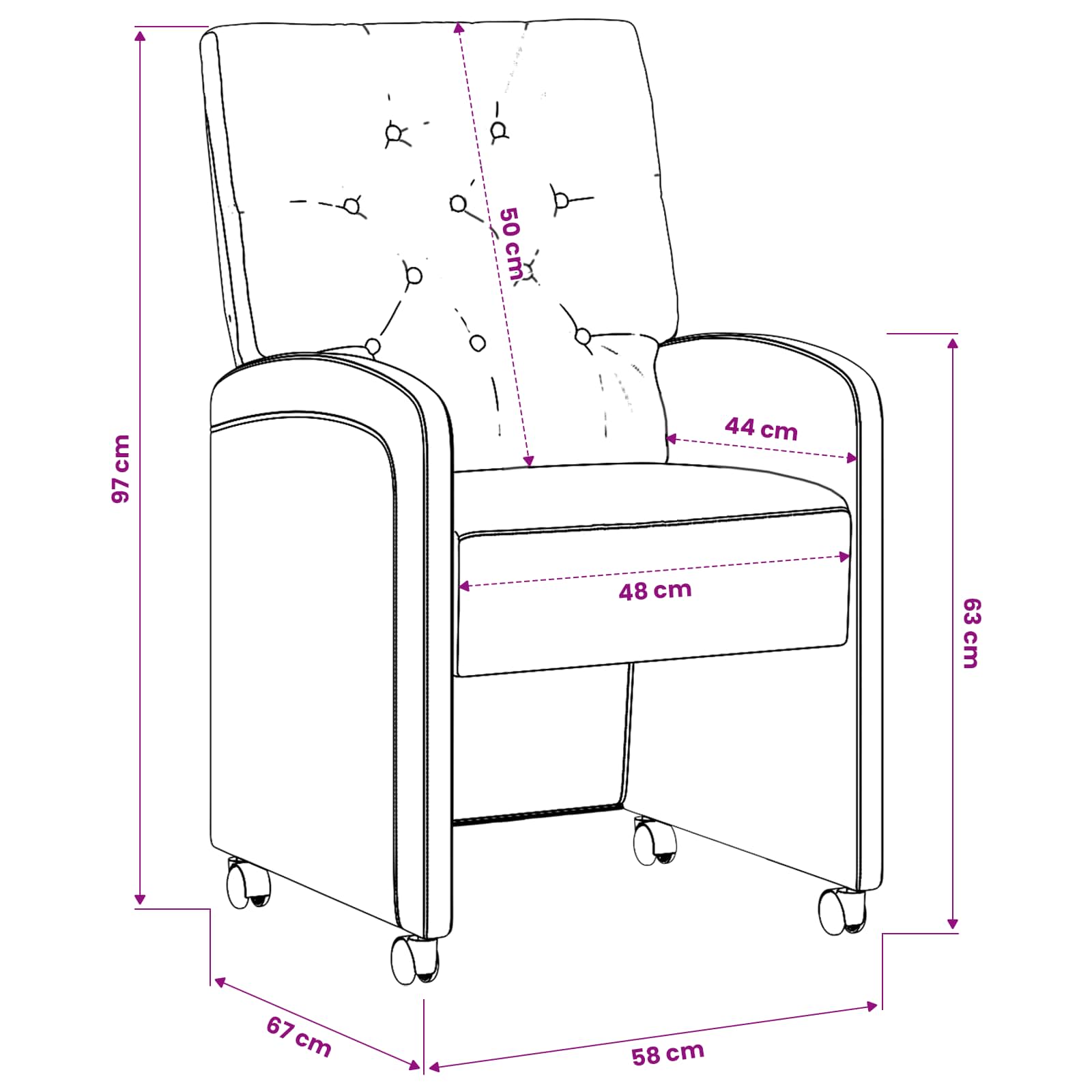 Blagovačke stolice s kotačima 2 pcs Svjetlosiva 58 x 67 x 97 cm