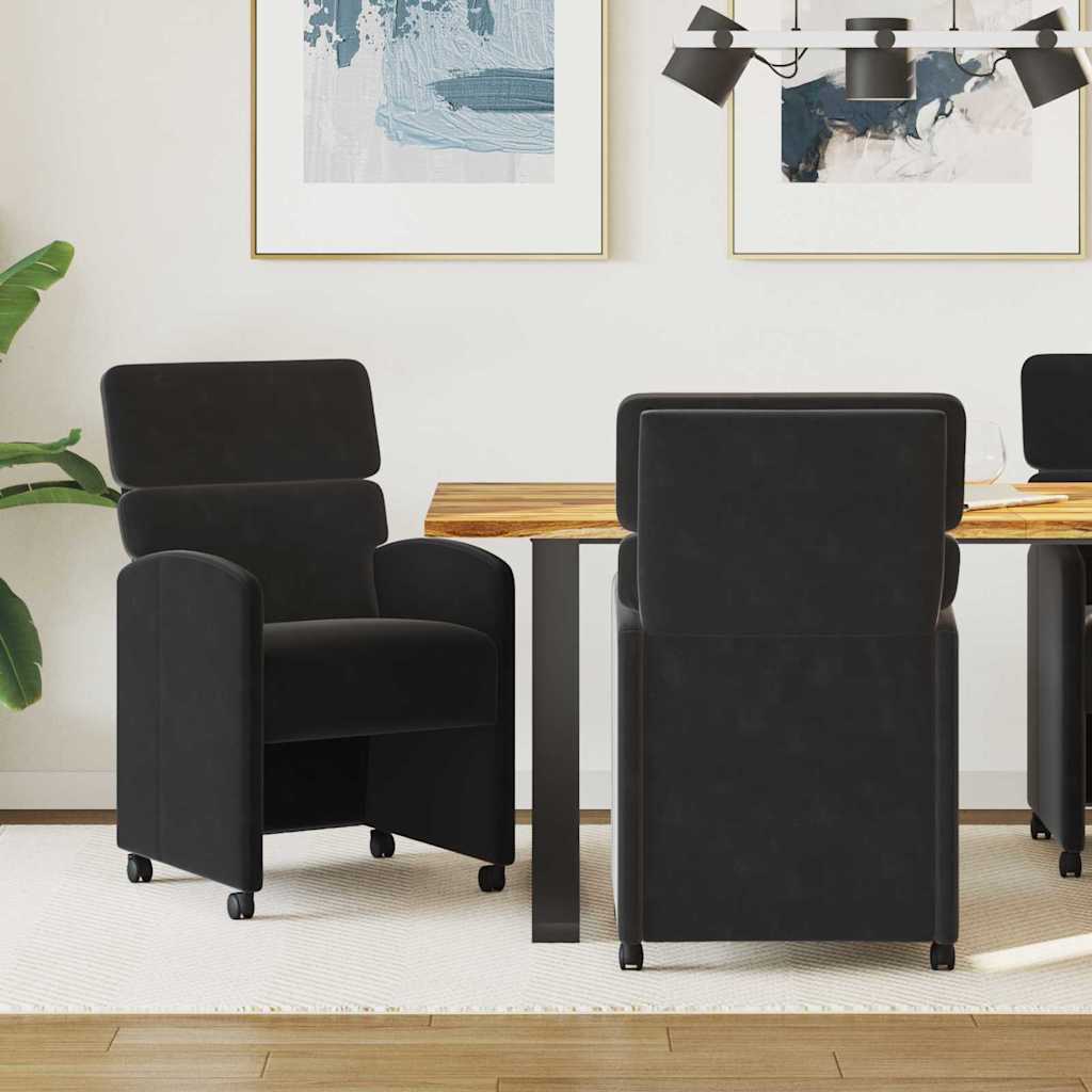 Blagovačke stolice s kotačima 2 pcs Crna 58 x 65 x 98 cm Baršun