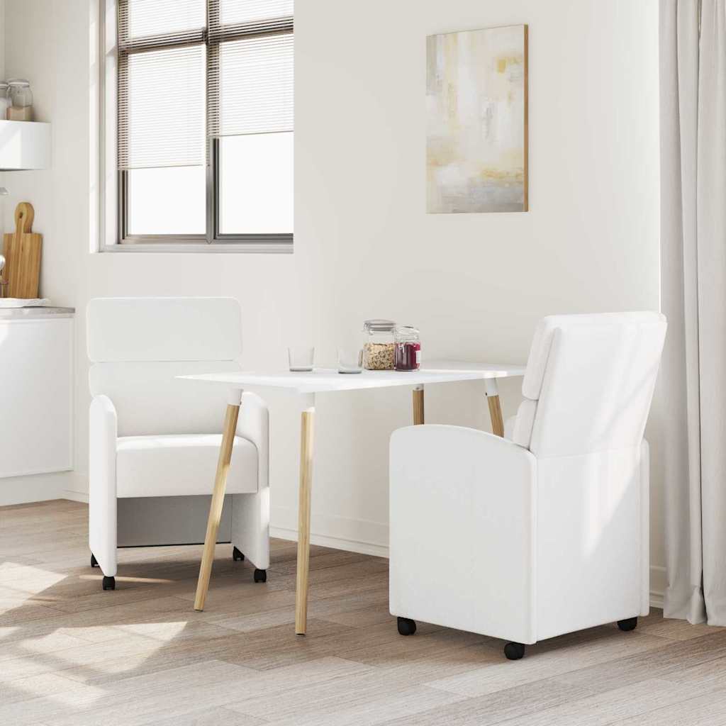 Blagovačke stolice s kotačima 2 pcs Bijelo 58 x 65 x 98 cm