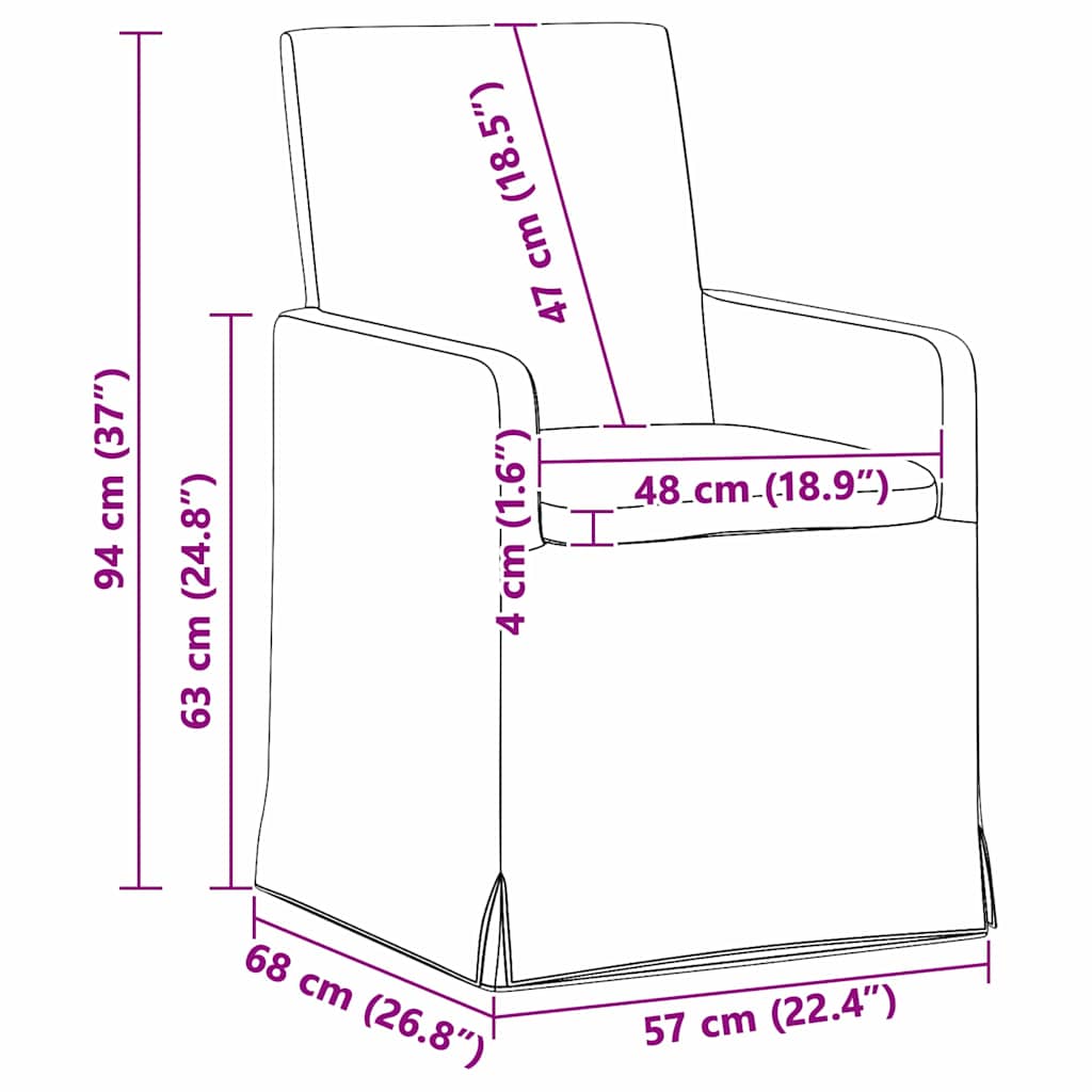 Trpezarijske stolice 2 pcs Plava 57 x 67 x 95 cm tkanina