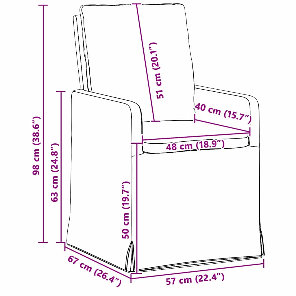 Trpezarijske stolice 2 pcs Svjetlosiva 57 x 67 x 98 cm