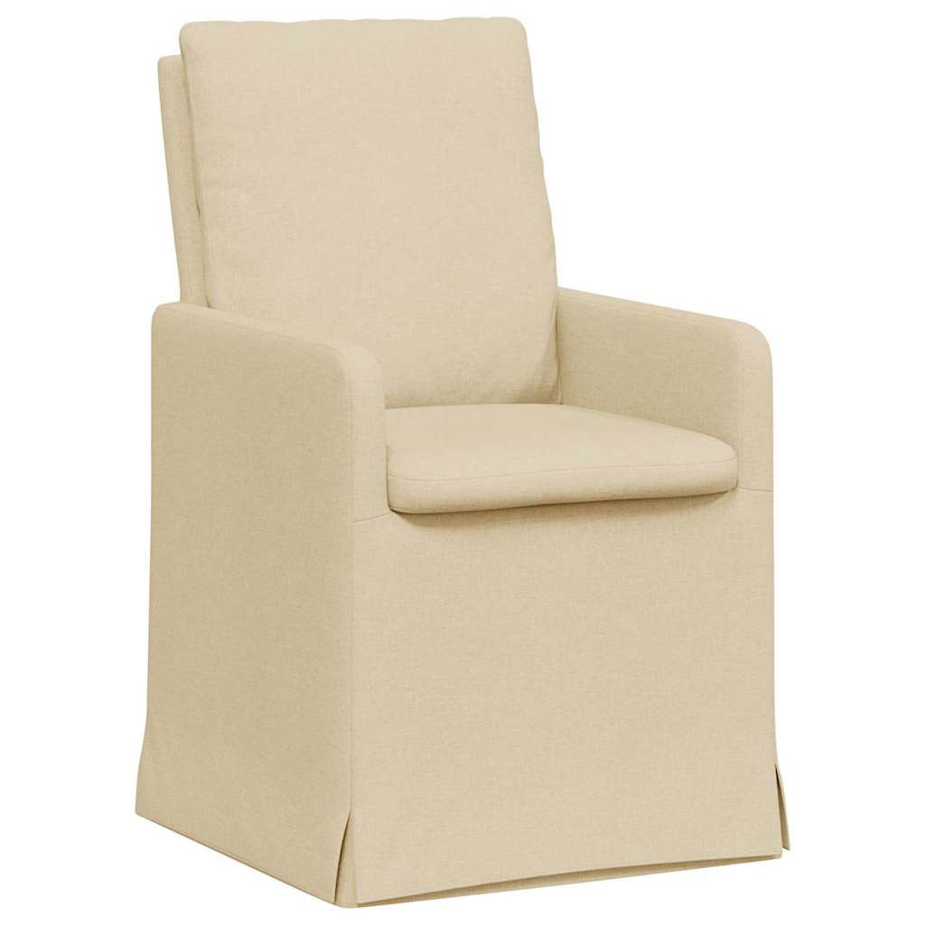 Trpezarijske stolice 2 pcs Krema 57 x 67 x 98 cm tkanina