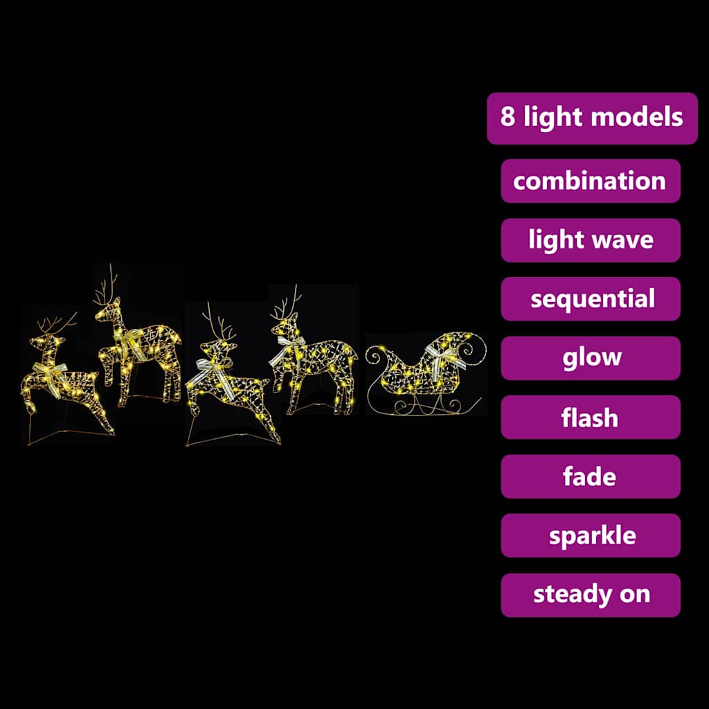 LED Riječni jeleni s 40 LED svjetlima 5 pcs Zlatno PET