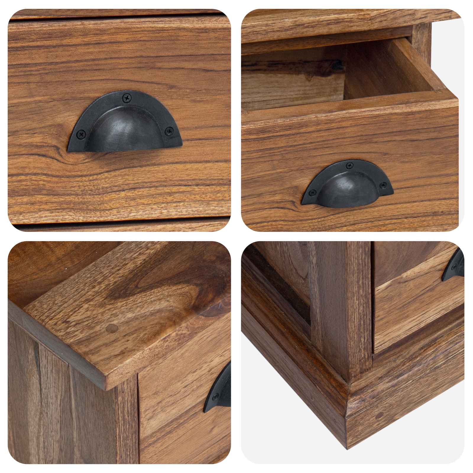 TV stalak s ladicama Prirodna 110 x 30 x 40 cm Čvrsto teak drvo