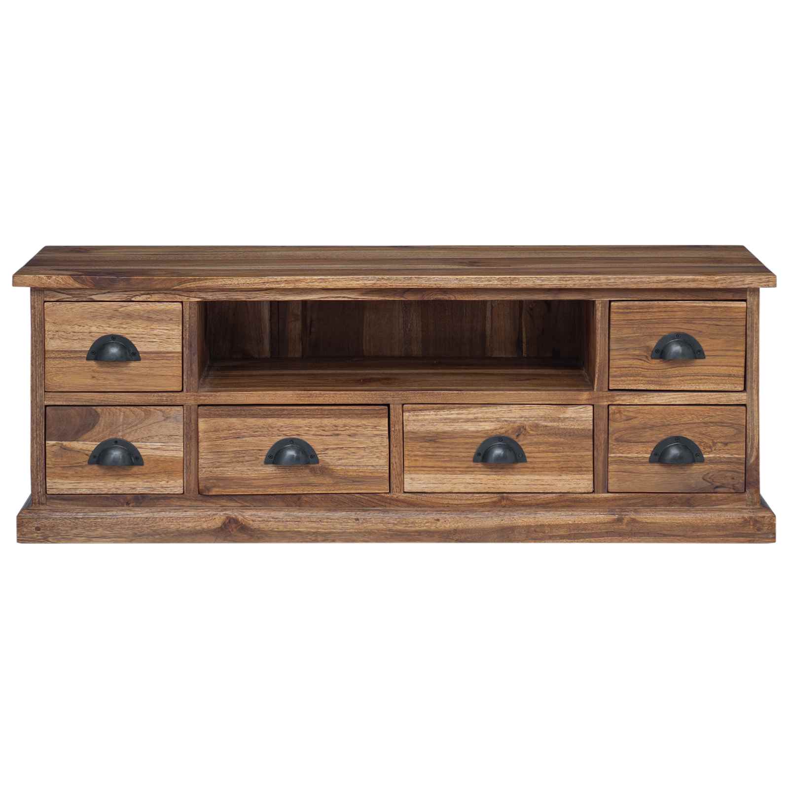 TV stalak s ladicama Prirodna 110 x 30 x 40 cm Čvrsto teak drvo