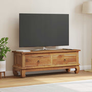 TV stalak s ladicama Prirodna 110 x 35 x 40 cm Čvrsto teak drvo