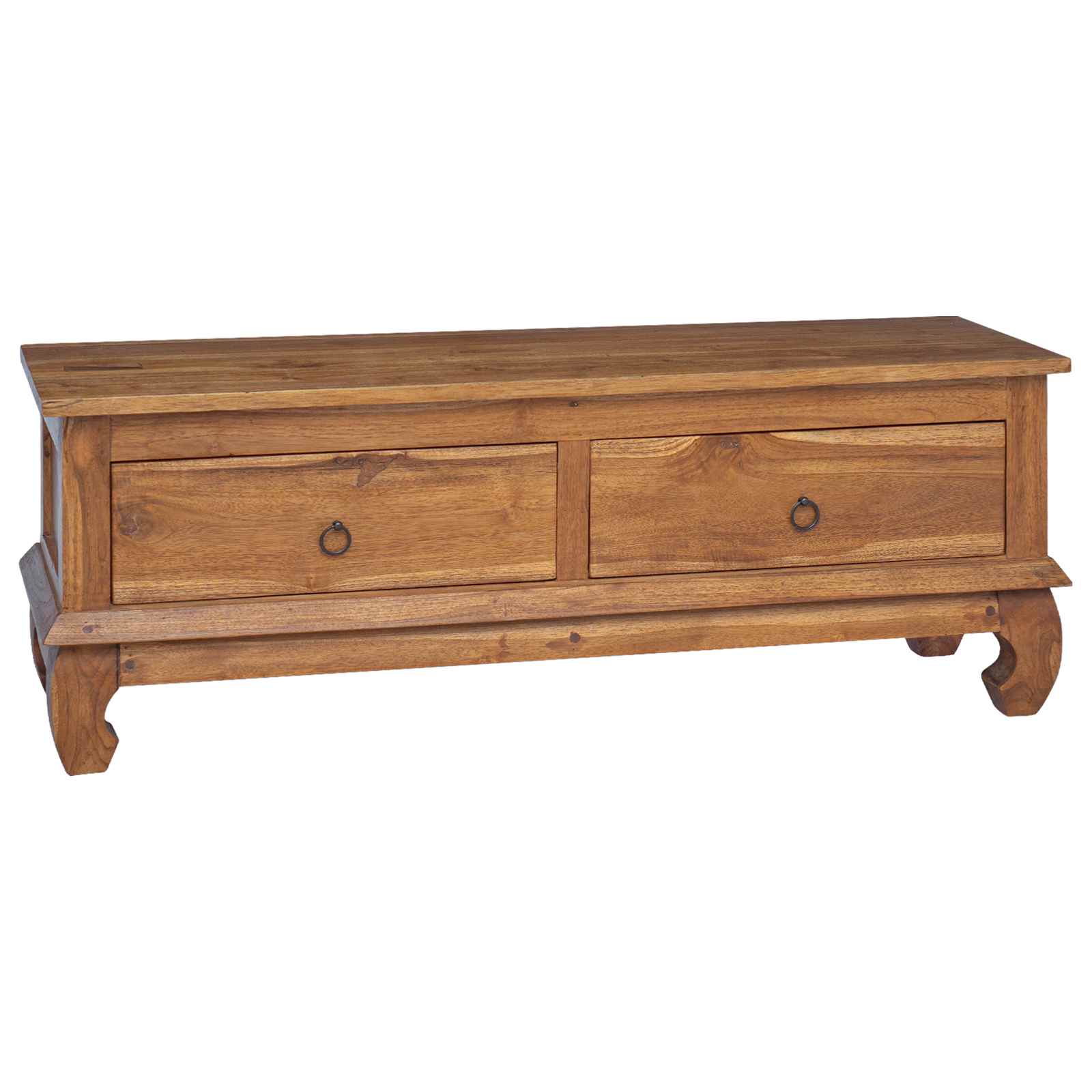 TV stalak s ladicama Prirodna 110 x 35 x 40 cm Čvrsto teak drvo