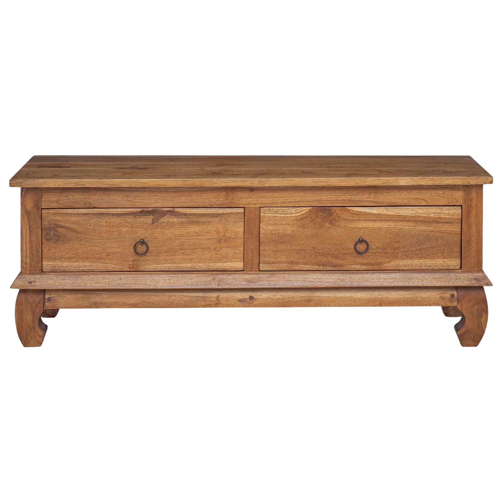 TV stalak s ladicama Prirodna 110 x 35 x 40 cm Čvrsto teak drvo