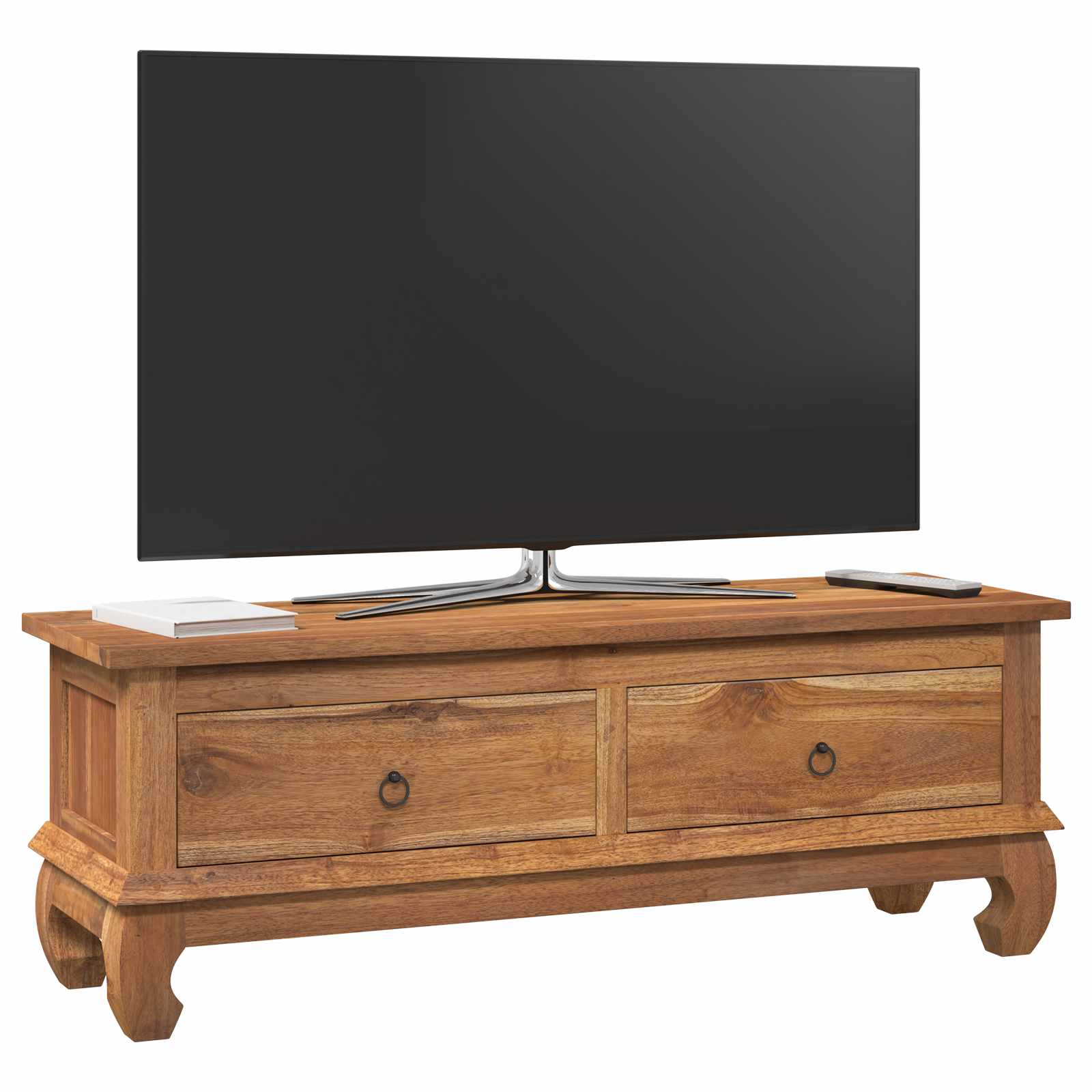 TV stalak s ladicama Prirodna 110 x 35 x 40 cm Čvrsto teak drvo