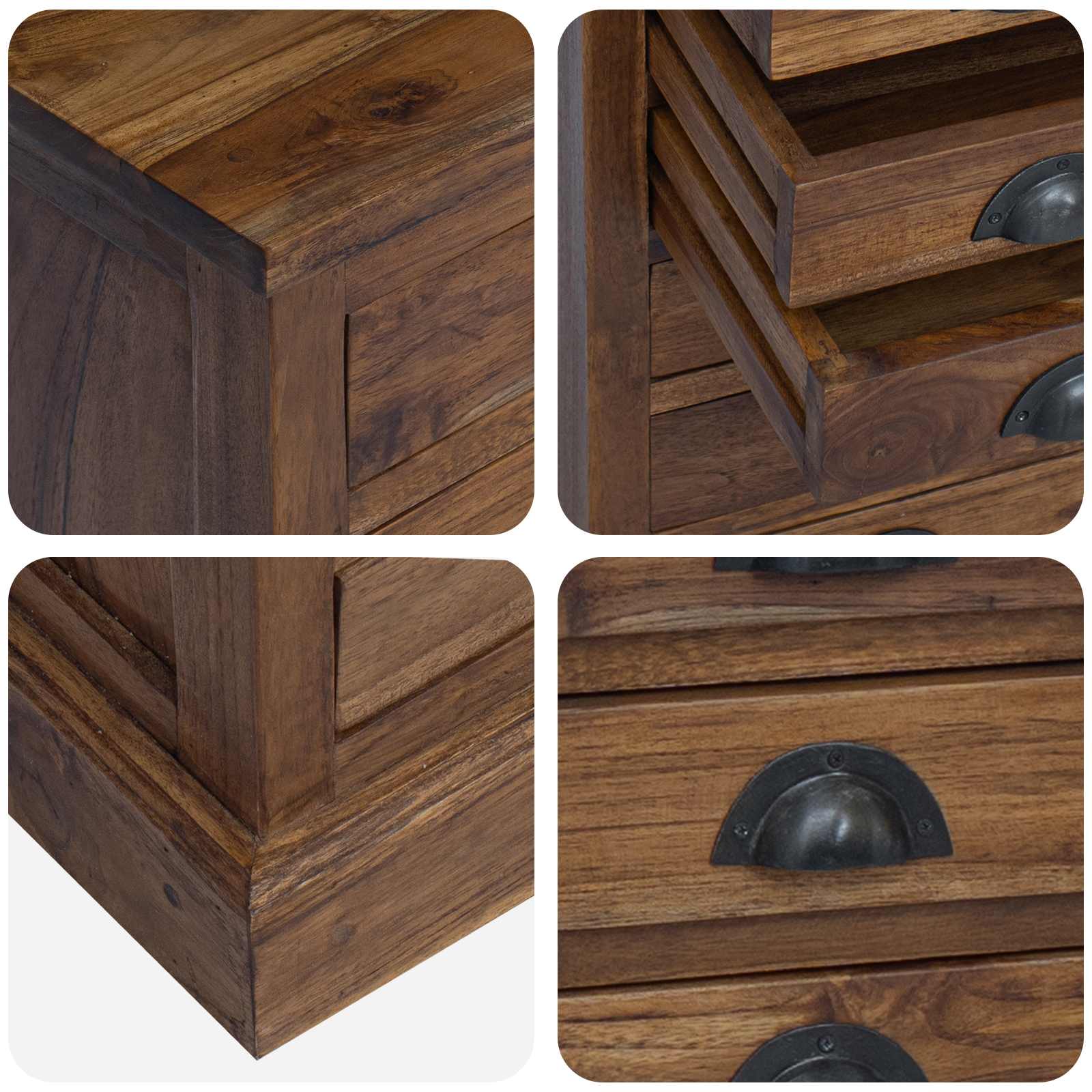 Komoda s ladicama Prirodna 35 x 30 x 110 cm Čvrsto teak drvo