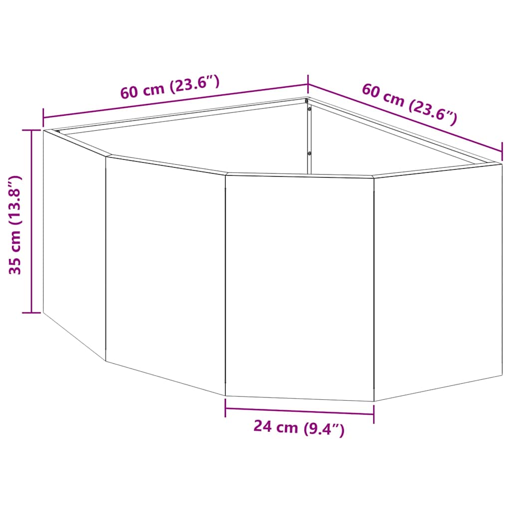 Kutni Sadič Srebrno 60 x 60 x 35 cm Pocinčani čelik