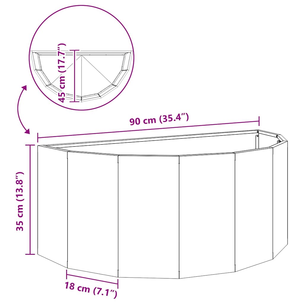 Sadilica Rđa 90 x 45 x 35 cm Čelik otporan na vremenske uvjete