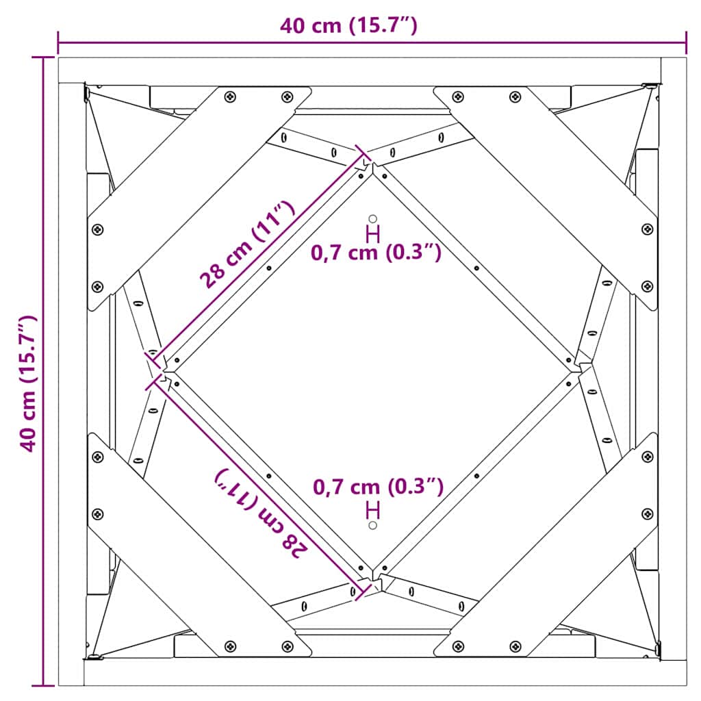 Sadilica 2 pcs Rđa 40 x 40 x 75 cm