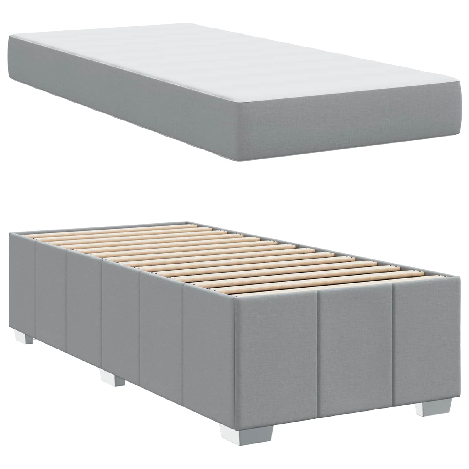 Krevetna konstrukcija Svijetlo siva 90 x 200 cm tkanina