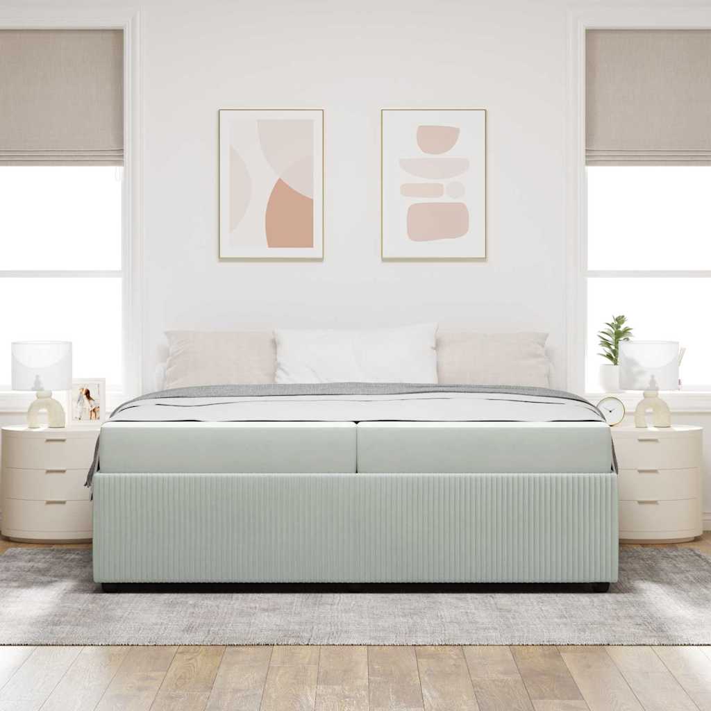 Krevetna konstrukcija Svijetlo siva 200 x 200 cm tkanina