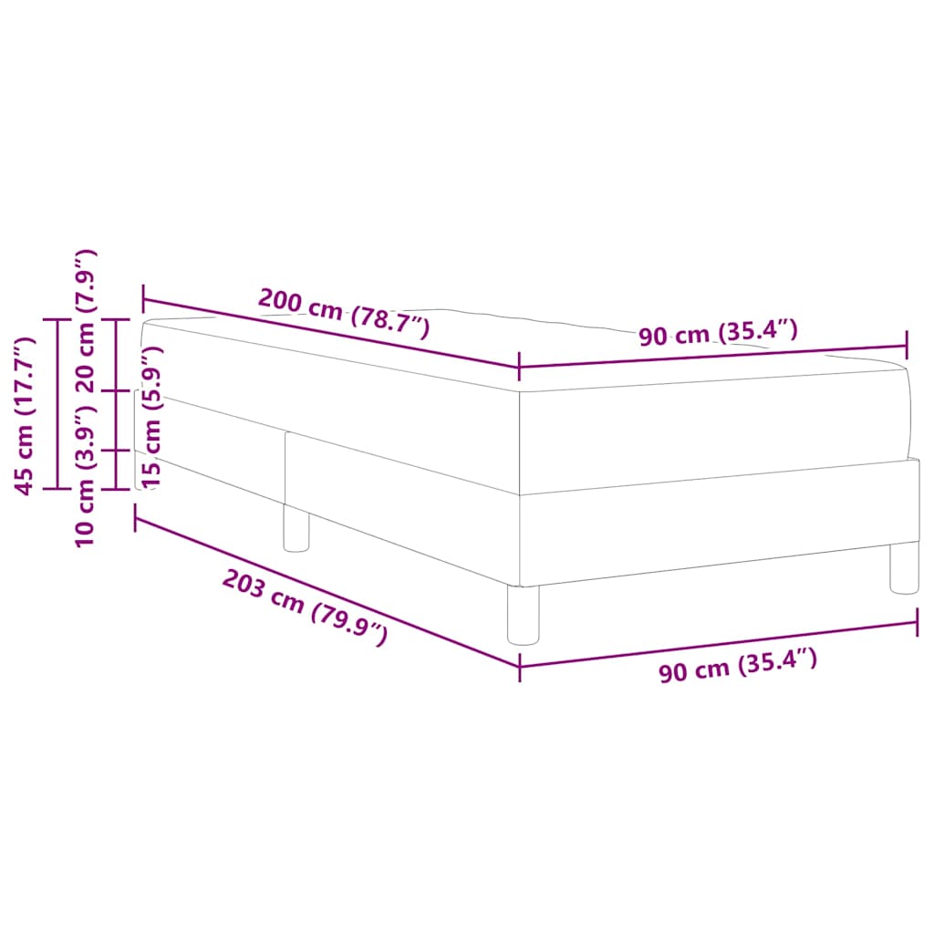 Krevet s opruga kutije s madracem Plava 90 x 200 cm tkanina
