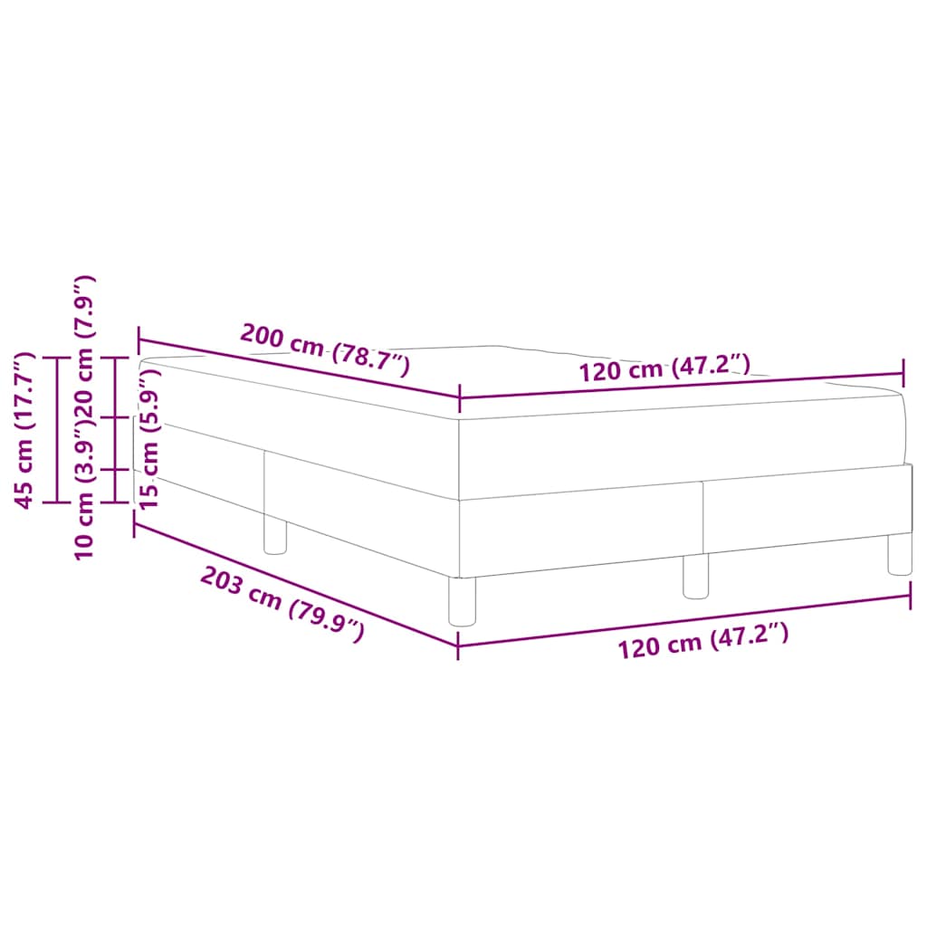 Krevet s opruga kutije Sivo-smeđa 120 x 200 cm tkanina