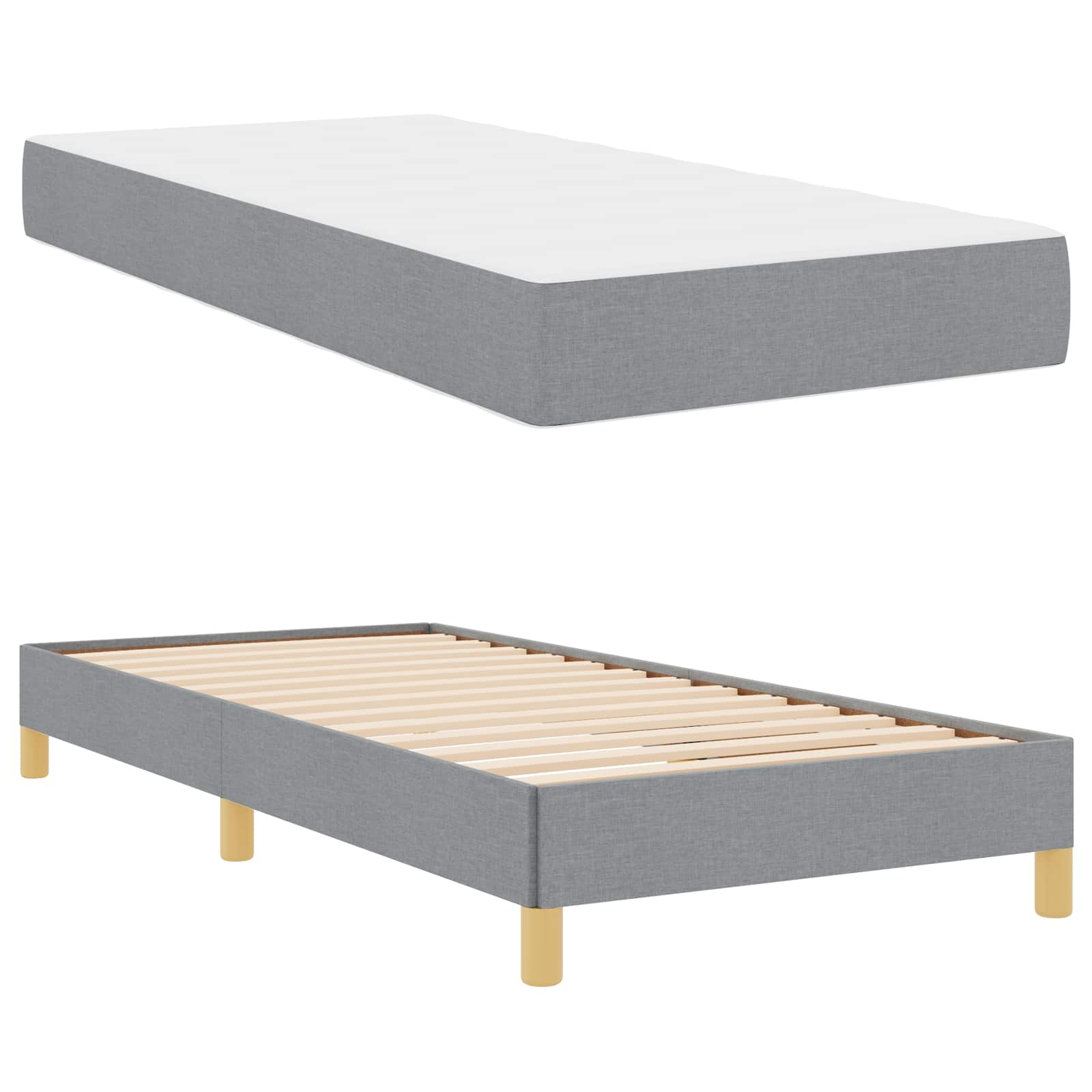 Krevet s opruga kutije Svijetlo siva 100 x 200 cm tkanina