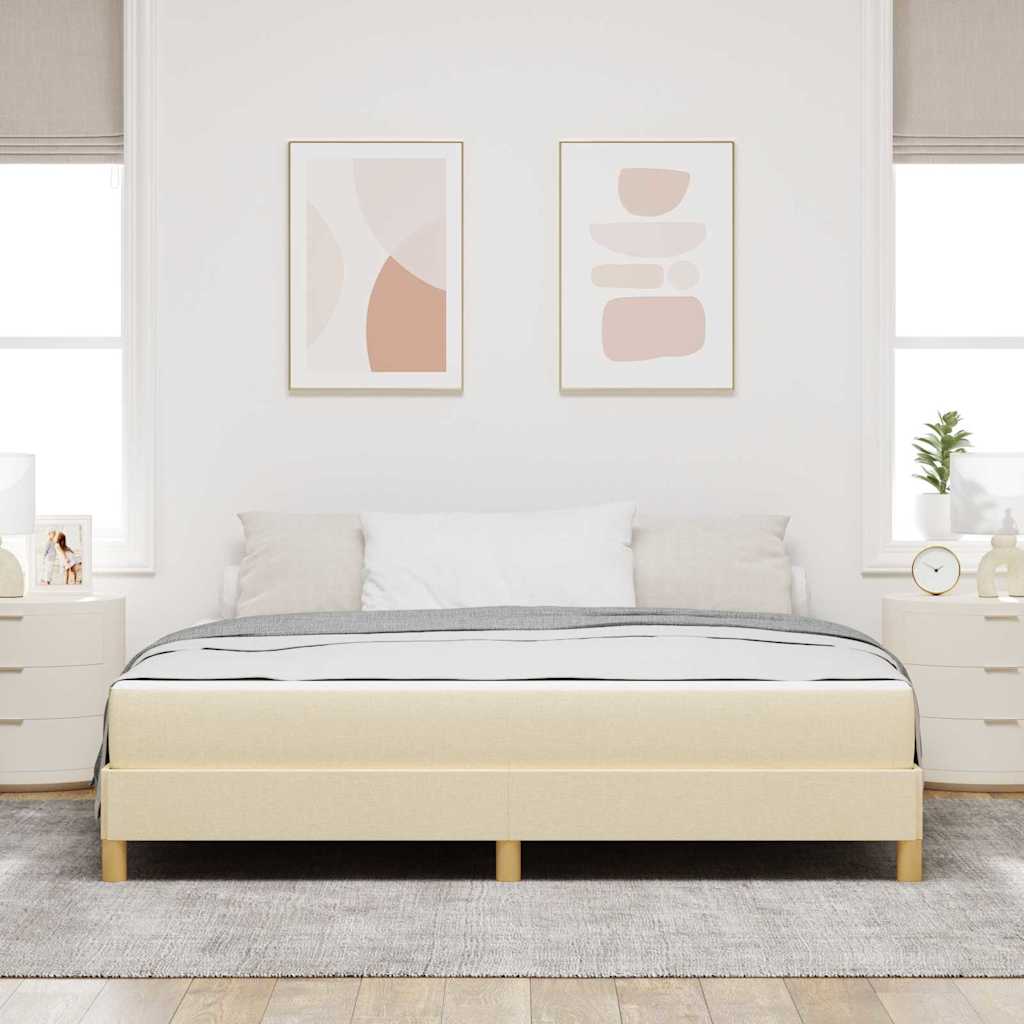 Krevet s opruga kutije s madracem Krema 180 x 200 cm tkanina
