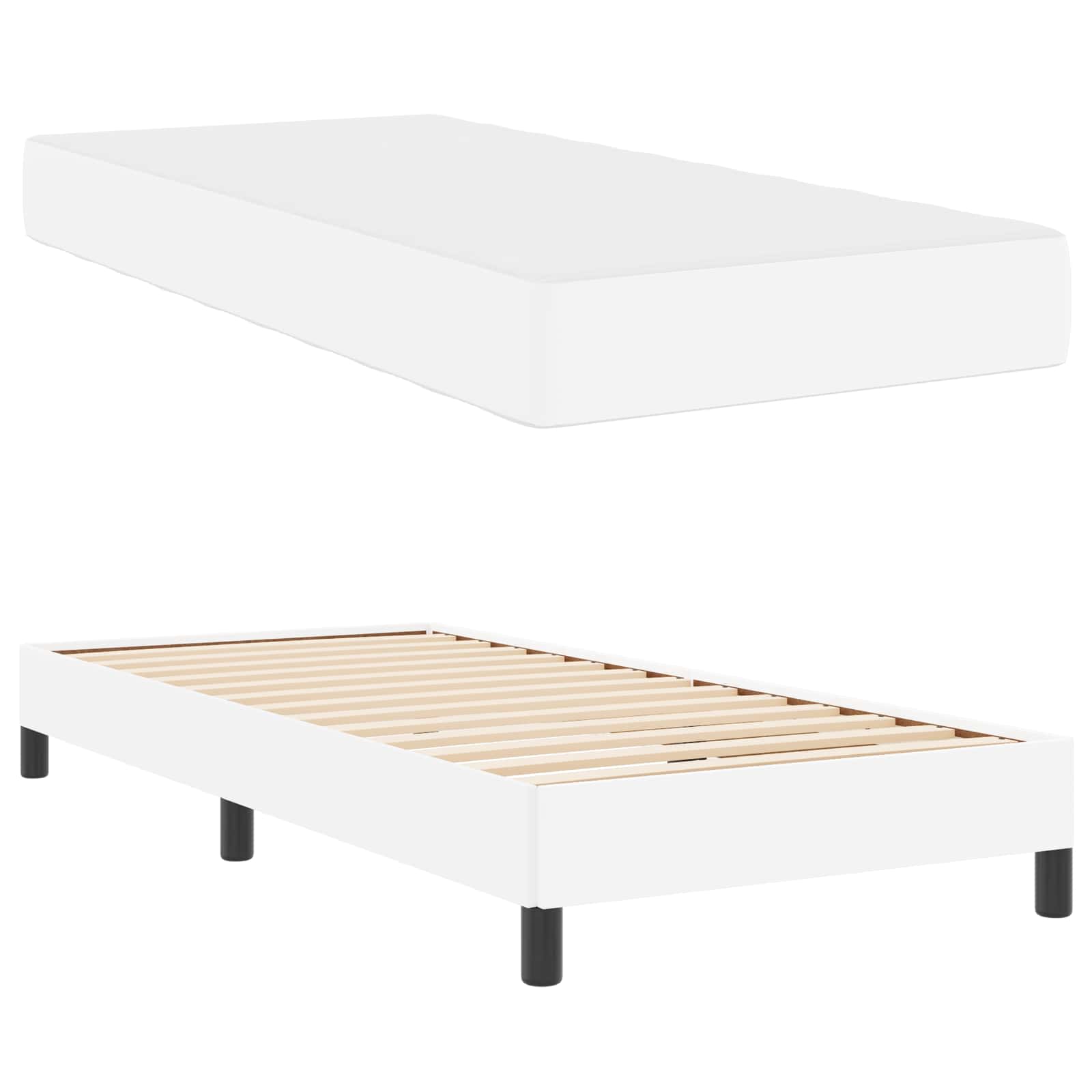 Krevetna konstrukcija Čista bijela 100 x 200 cm tkanina