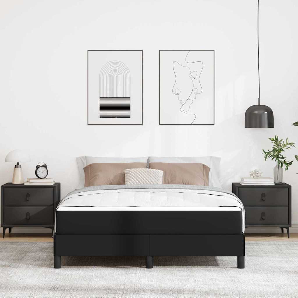 Krevetna konstrukcija s madracem Crna 140 x 200 cm tkanina