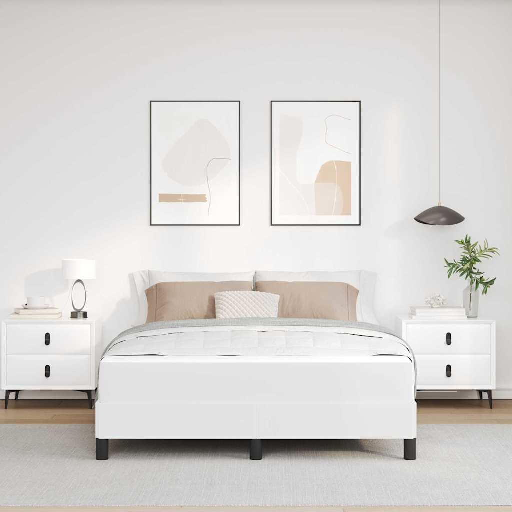 Krevetna konstrukcija Čista bijela 140 x 200 cm tkanina
