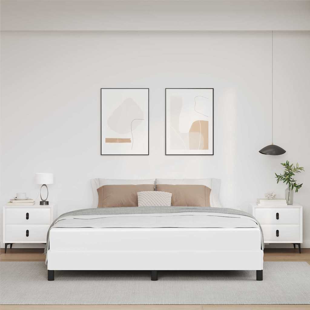Krevetna konstrukcija Čista bijela 180 x 200 cm tkanina