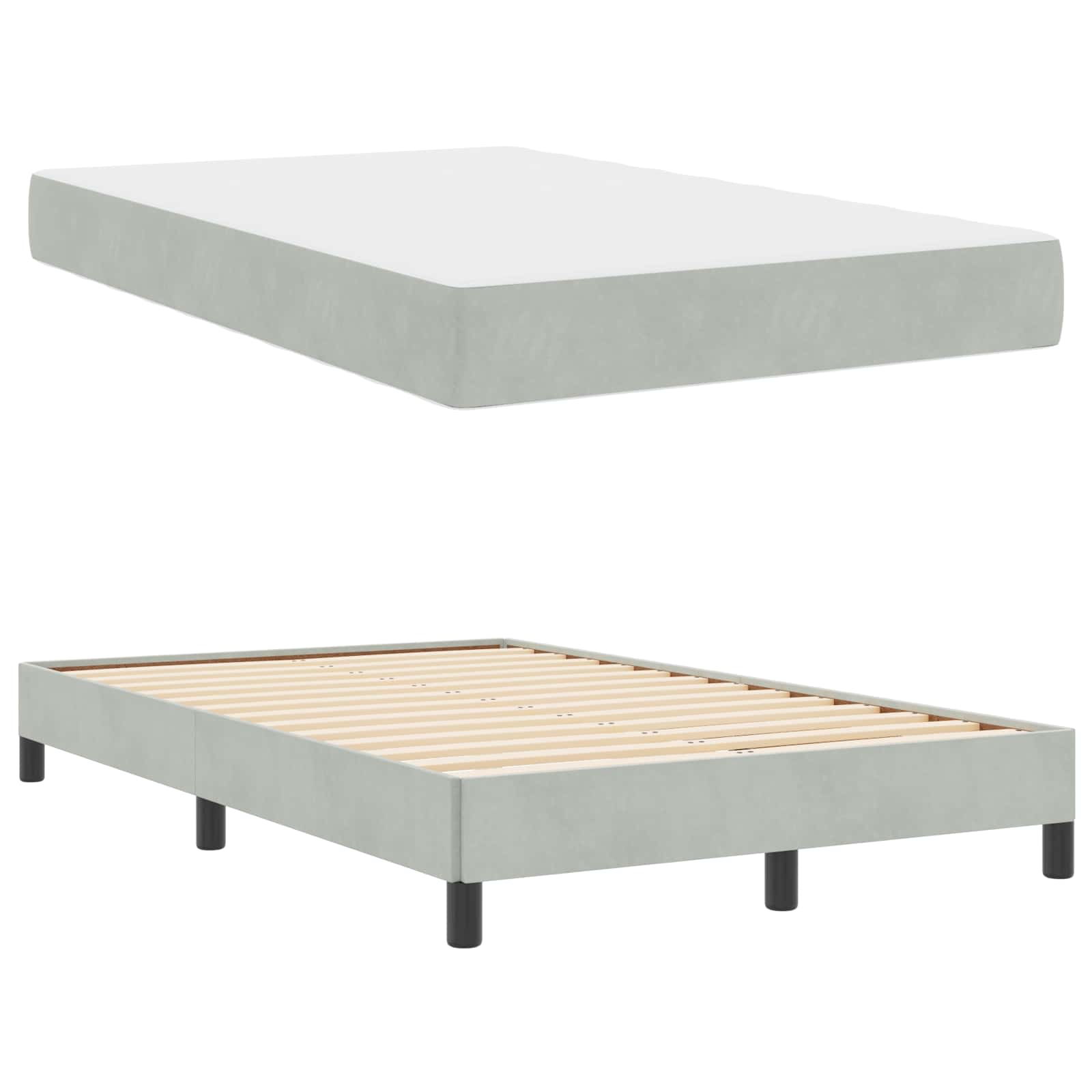 Krevet s opruga kutije Svijetlo siva 120 x 190 cm tkanina