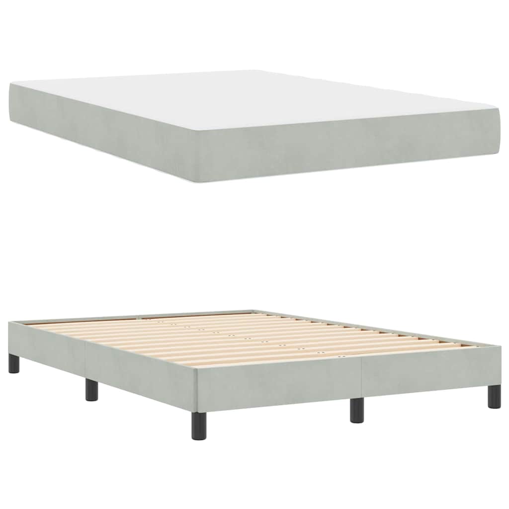 Krevet s opruga kutije Svijetlo siva 140 x 190 cm tkanina