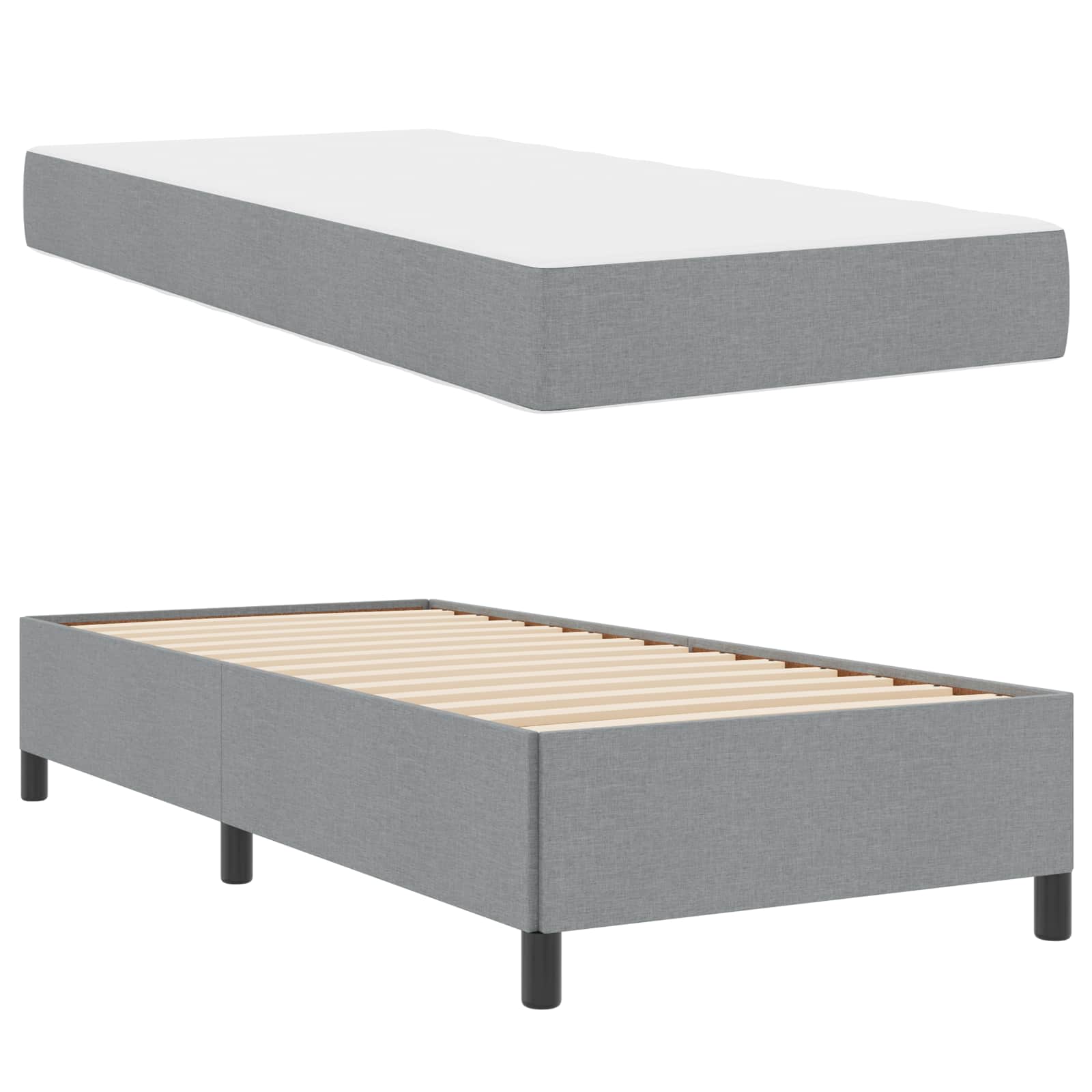 Krevet s opruga kutije Svijetlo siva 100 x 200 cm tkanina