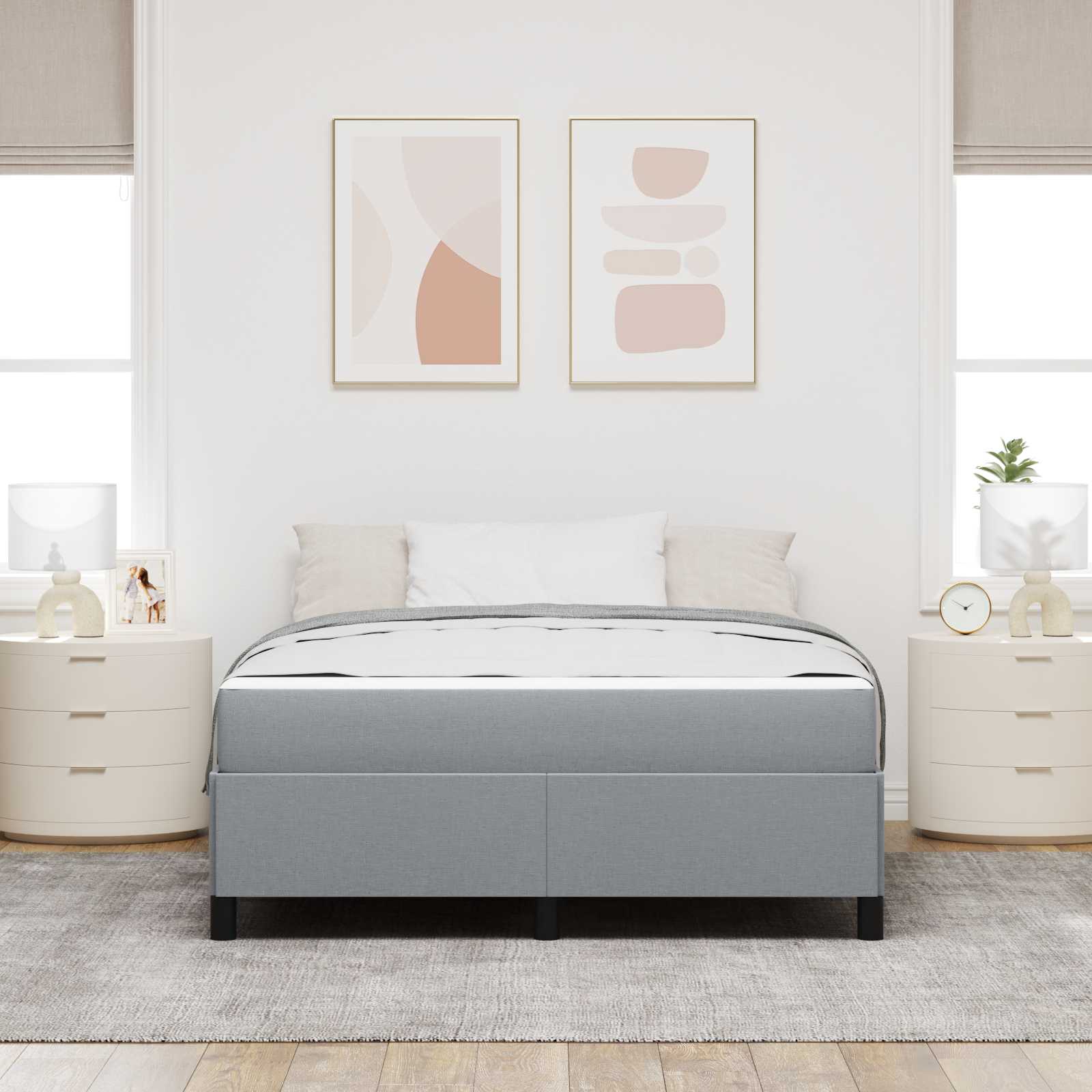 Krevet s opruga kutije Svijetlo siva 140 x 200 cm tkanina