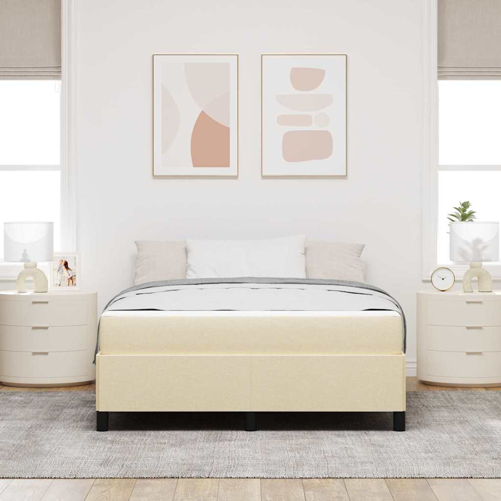 Krevet s opruga kutije Krema 140 x 200 cm tkanina