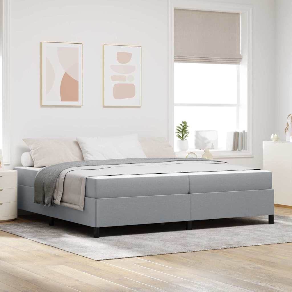 Krevet s opruga kutije Svijetlo siva 200 x 200 cm tkanina