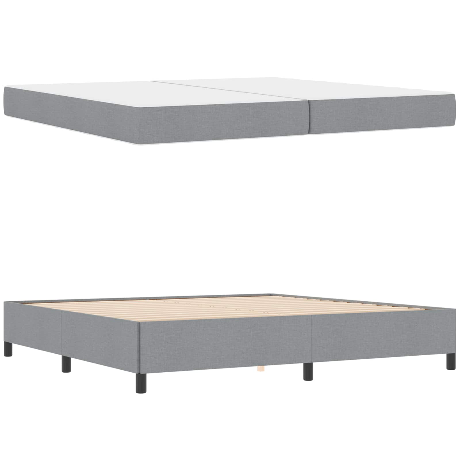Krevet s opruga kutije Svijetlo siva 200 x 200 cm tkanina