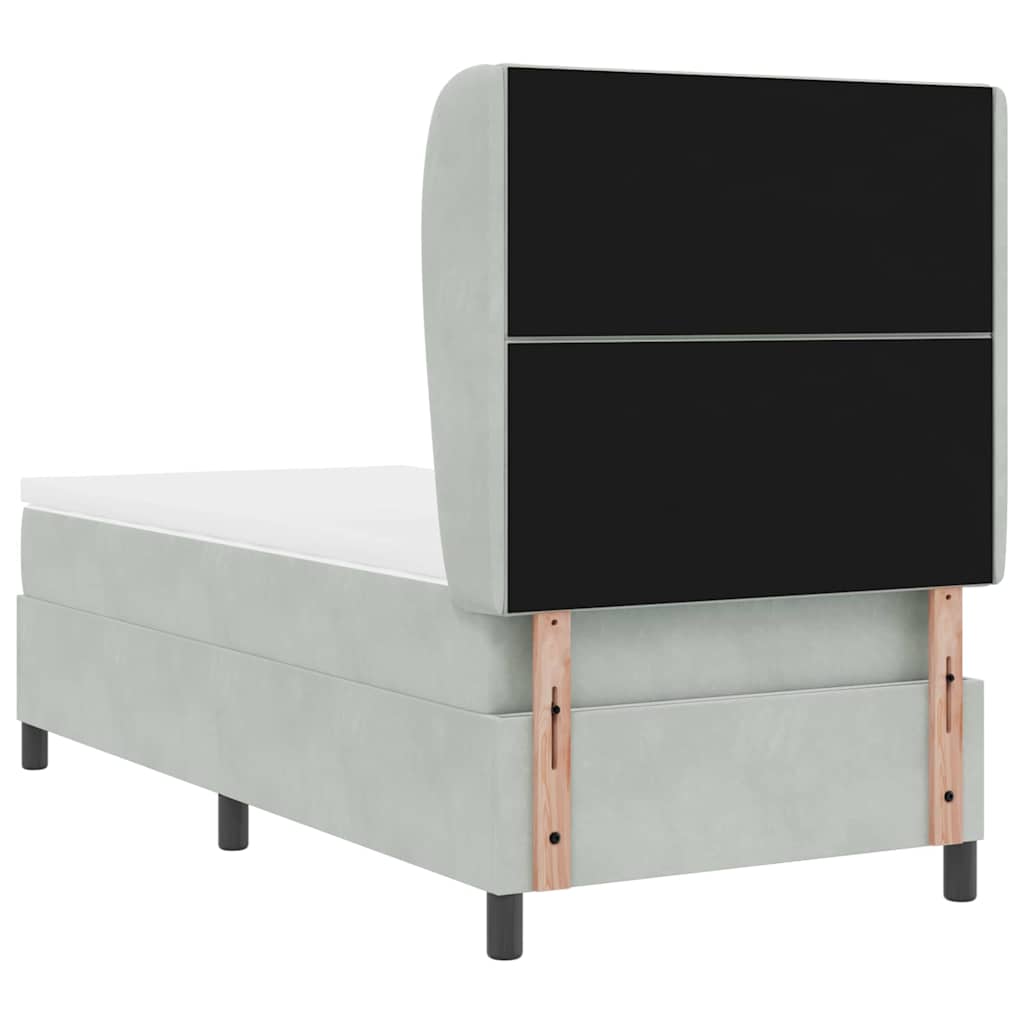 Krevet s opruga kutije Svijetlo siva 190 x 90 cm Baršun