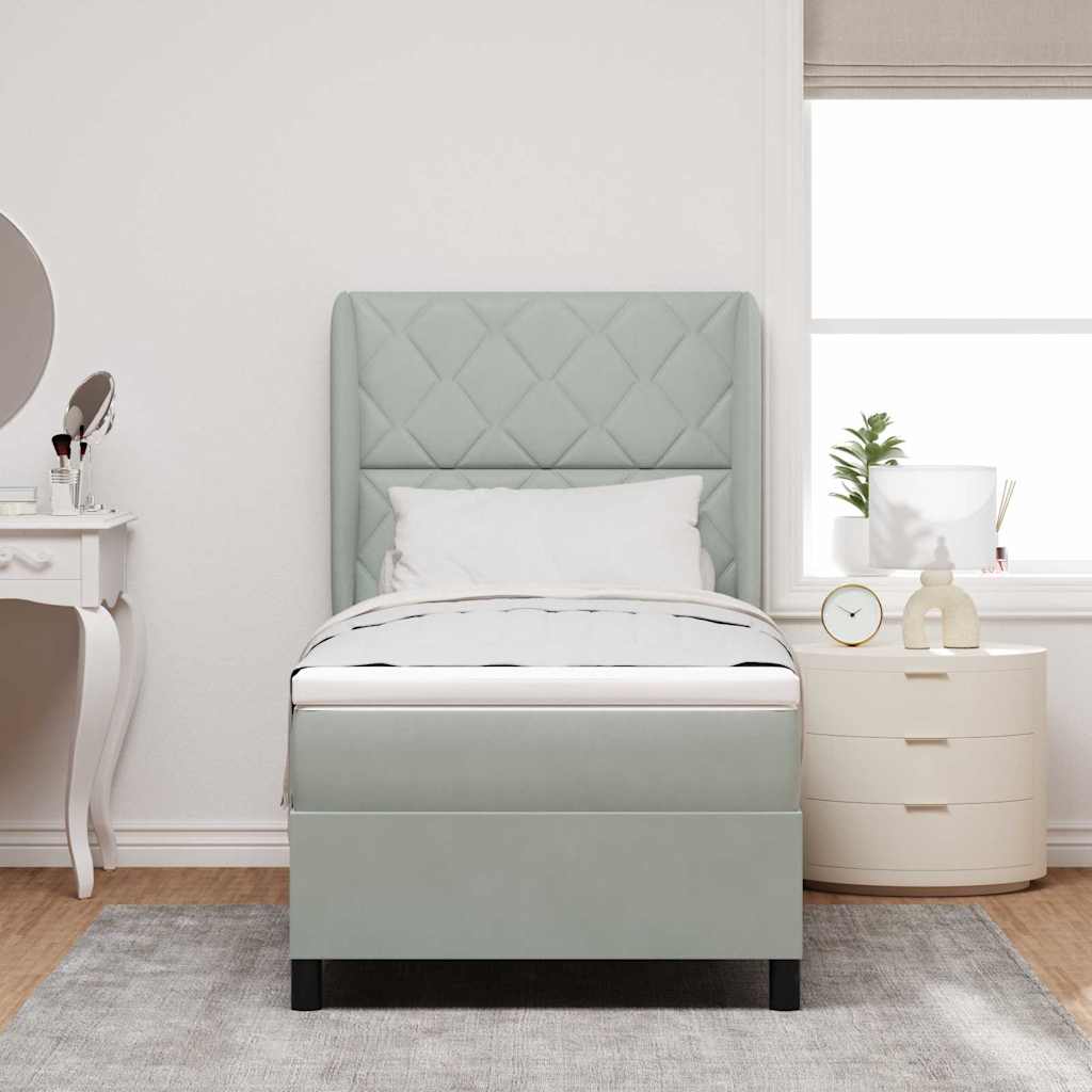Krevet s opruga kutije Svijetlo siva 200 x 90 cm Baršun