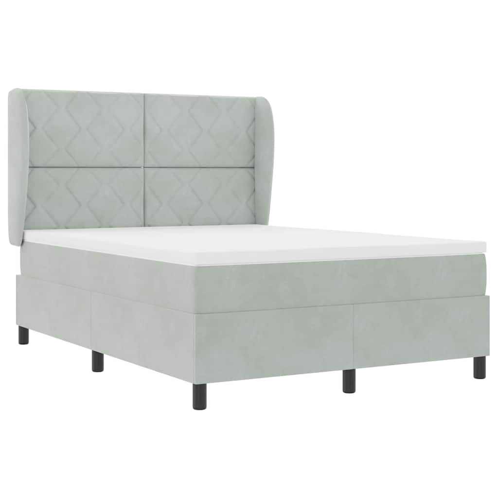 Krevet s opruga kutije Svijetlo siva 200 x 140 cm Baršun