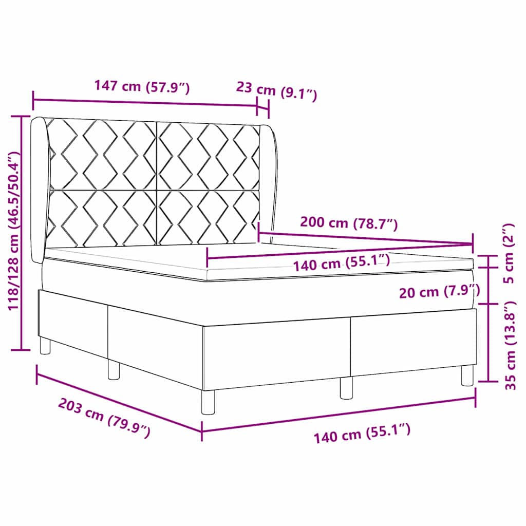 Krevet s opruga kutije Svijetlo siva 200 x 140 cm Baršun